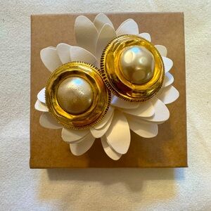 Genuine Chanel faux pearl earrings. Vintage. Made in France.